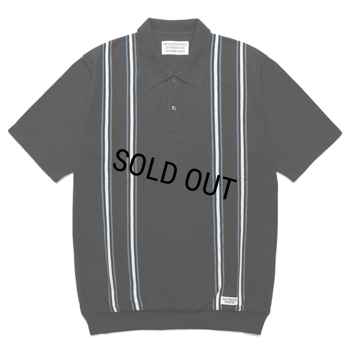 画像1: WACKO MARIA/STRIPED JACQUARD KNIT POLO SHIRT（BLACK）［ストライプジャガードニットポロシャツ-24春夏］ (1)