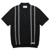 WACKO MARIA/STRIPED JACQUARD KNIT POLO SHIRT（BLACK）［ストライプジャガードニットポロシャツ-24春夏］