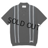 WACKO MARIA/STRIPED JACQUARD KNIT POLO SHIRT（BLACK）［ストライプジャガードニットポロシャツ-24春夏］