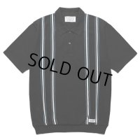 WACKO MARIA/STRIPED JACQUARD KNIT POLO SHIRT（BLACK）［ストライプジャガードニットポロシャツ-24春夏］