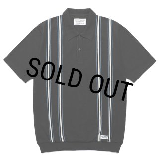 WACKO MARIA/STRIPED JACQUARD KNIT POLO SHIRT（BLACK）［ストライプ