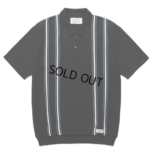 画像1: WACKO MARIA/STRIPED JACQUARD KNIT POLO SHIRT（BLACK）［ストライプジャガードニットポロシャツ-24春夏］