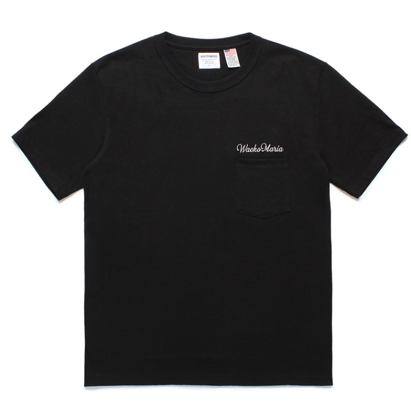 画像1: WACKO MARIA/US FABRIC POCKET T-SHIRT（BLACK）［刺繍ポケT-24春夏］