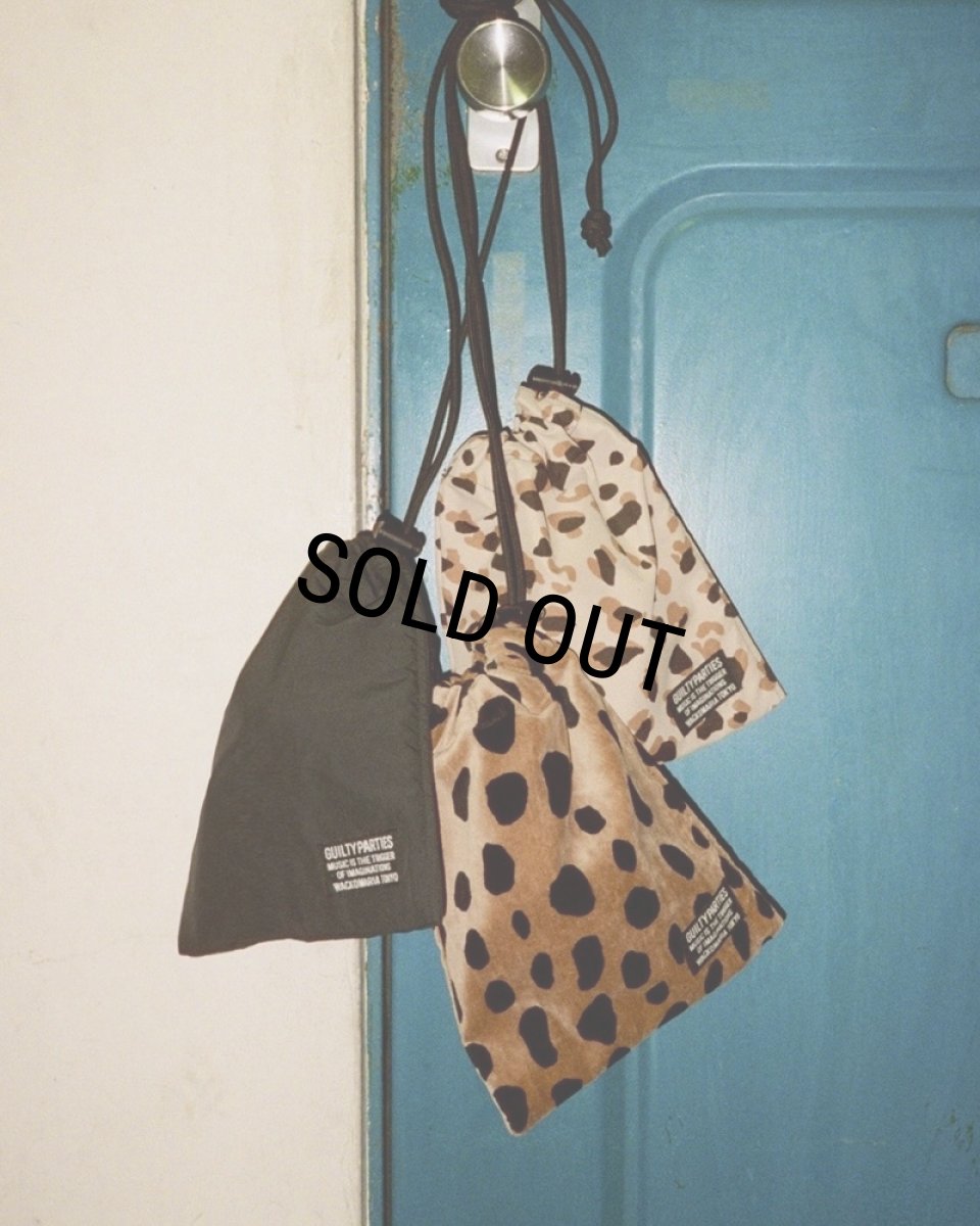 画像2: WACKO MARIA/LEOPARD VELOUR DRAWSTRING BAG（BEIGE）［ドローストリングバッグ-24春夏］ (2)