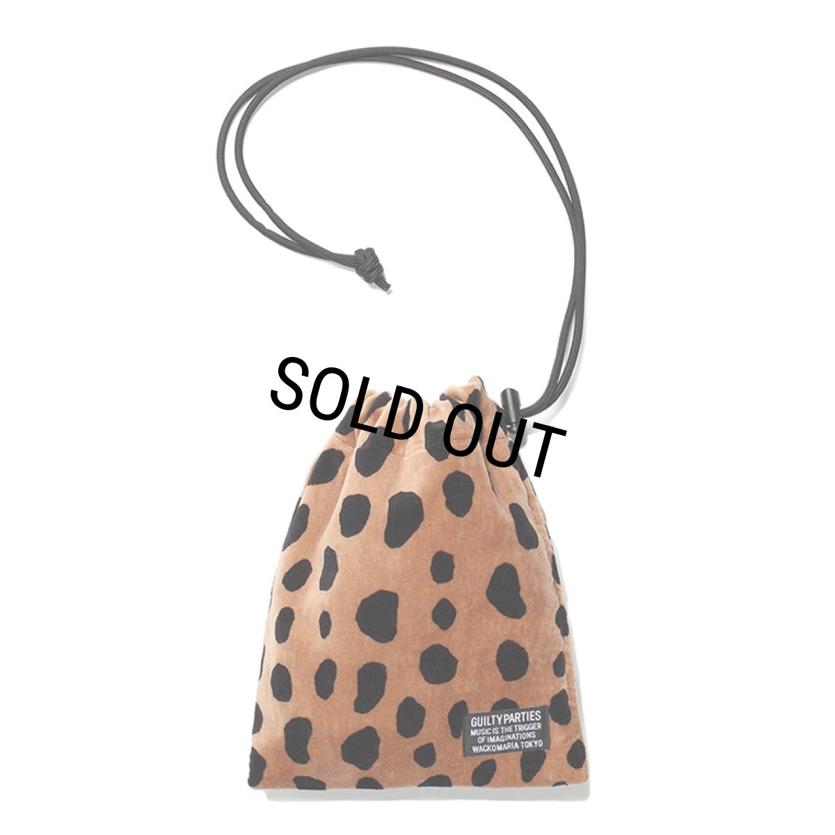 画像1: WACKO MARIA/LEOPARD VELOUR DRAWSTRING BAG（BEIGE）［ドローストリングバッグ-24春夏］ (1)