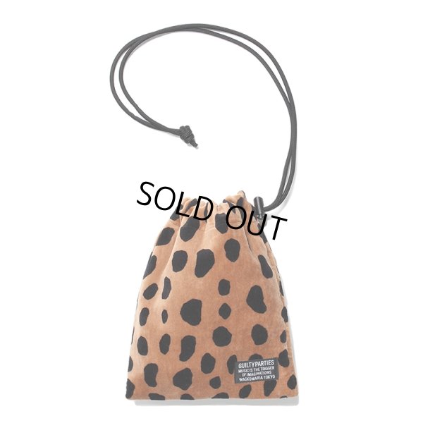 画像1: WACKO MARIA/LEOPARD VELOUR DRAWSTRING BAG（BEIGE）［ドローストリングバッグ-24春夏］