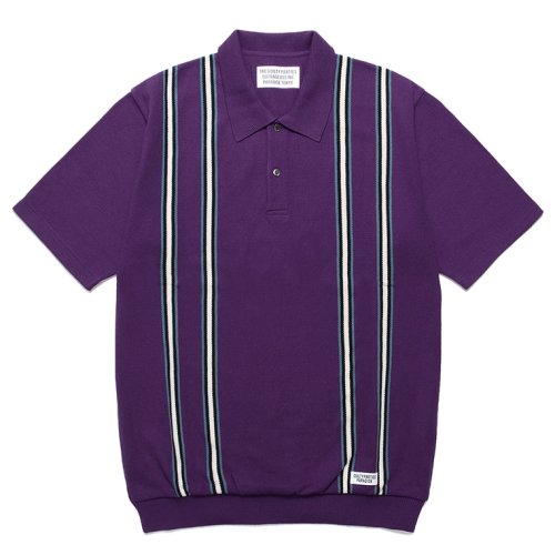 他の写真1: WACKO MARIA/STRIPED JACQUARD KNIT POLO SHIRT（PURPLE）［ストライプジャガードニットポロシャツ-24春夏］