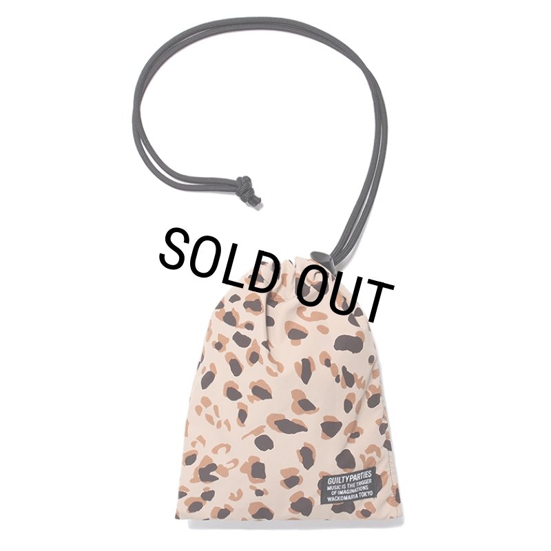 WACKO MARIA/LEOPARD NYLON DRAWSTRING BAG（BEIGE）［ドロー