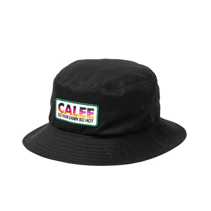 画像1: 【30%OFF】CALEE/EMBROIDERY & WAPPEN BUCKET HAT ＜TYPE C＞（Black/C）［バケットハット-24春夏］