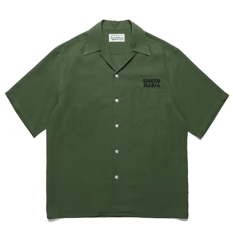 画像1: WACKO MARIA/50'S OPEN COLLAR SHIRT（GREEN）［50'Sオープンカラーシャツ-24春夏］