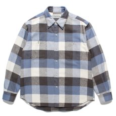 画像1: WACKO MARIA/BLOCK CHECK FLANNEL SHIRT（L-PURPLE）［ブロックチェックフランネルシャツ-24春夏］ (1)
