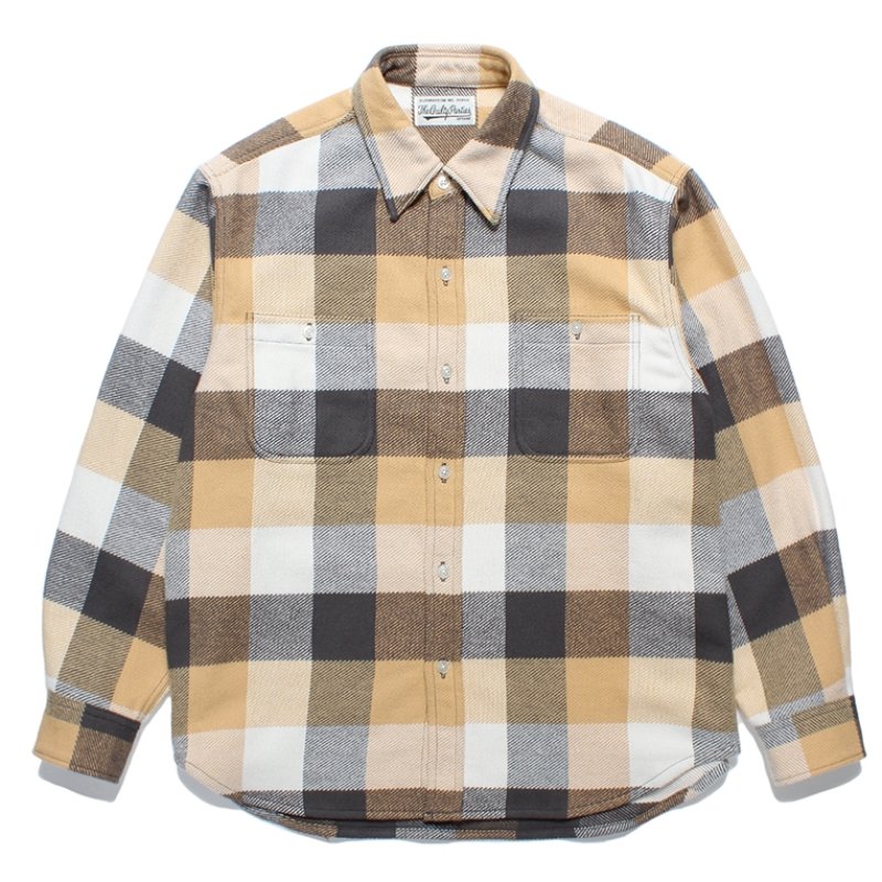 画像1: WACKO MARIA/BLOCK CHECK FLANNEL SHIRT（YELLOW）［ブロックチェックフランネルシャツ-24春夏］