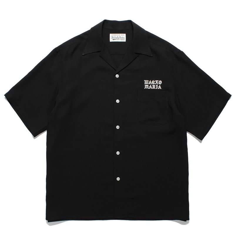 画像1: WACKO MARIA/50'S OPEN COLLAR SHIRT（BLACK）［50'Sオープンカラーシャツ-24春夏］