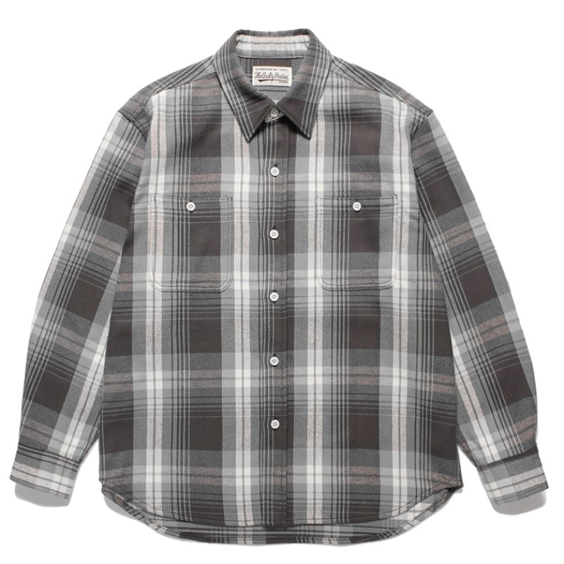 画像1: WACKO MARIA/CHECK FLANNEL SHIRT（GRAY）［チェックフランネルシャツ-24春夏］