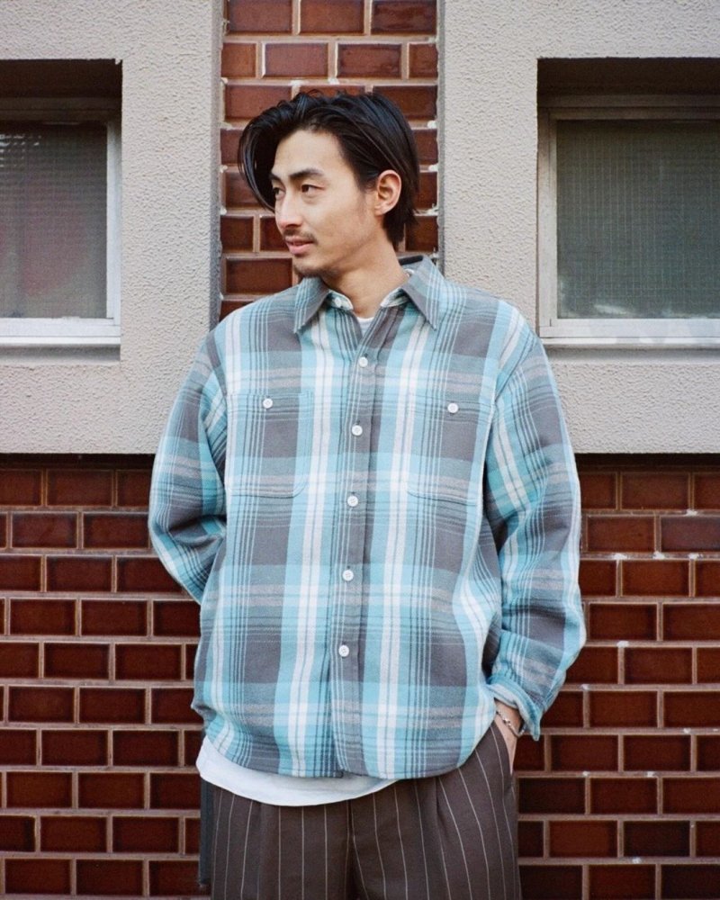 画像2: WACKO MARIA/CHECK FLANNEL SHIRT（BLUE）［チェックフランネルシャツ-24春夏］