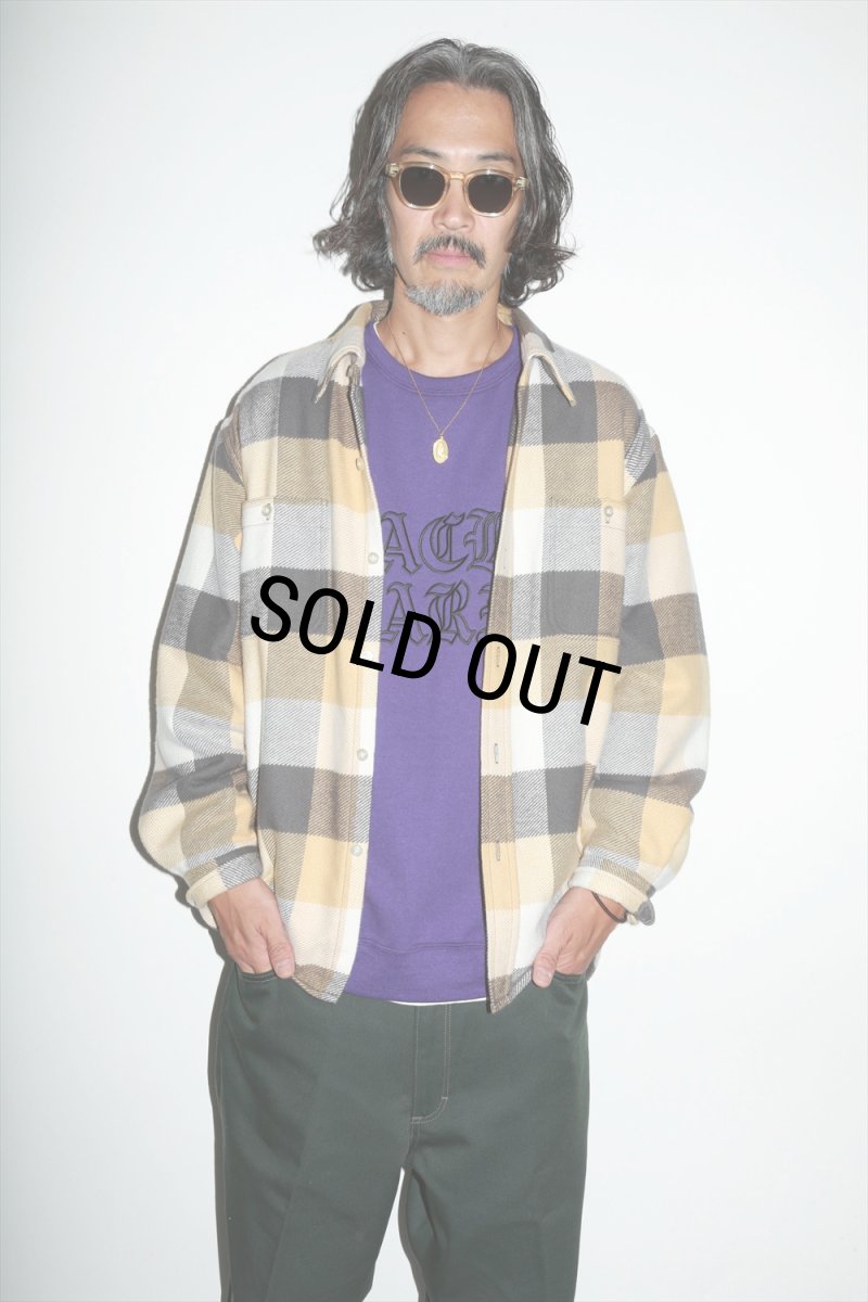 画像2: WACKO MARIA/BLOCK CHECK FLANNEL SHIRT（L-PURPLE）［ブロックチェックフランネルシャツ-24春夏］ (2)