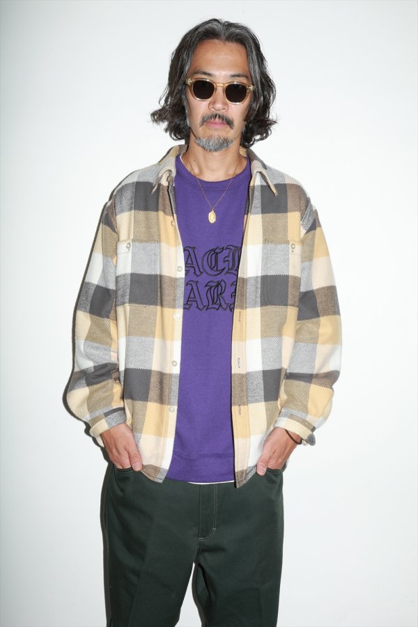 画像2: WACKO MARIA/BLOCK CHECK FLANNEL SHIRT（L-PURPLE）［ブロックチェックフランネルシャツ-24春夏］