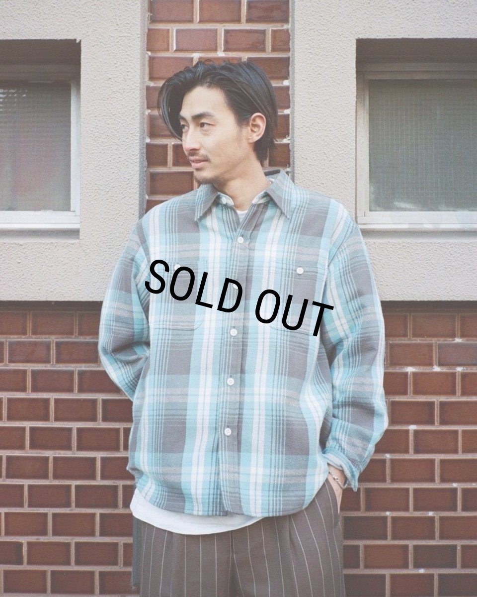 画像2: WACKO MARIA/CHECK FLANNEL SHIRT（BLUE）［チェックフランネルシャツ-24春夏］ (2)