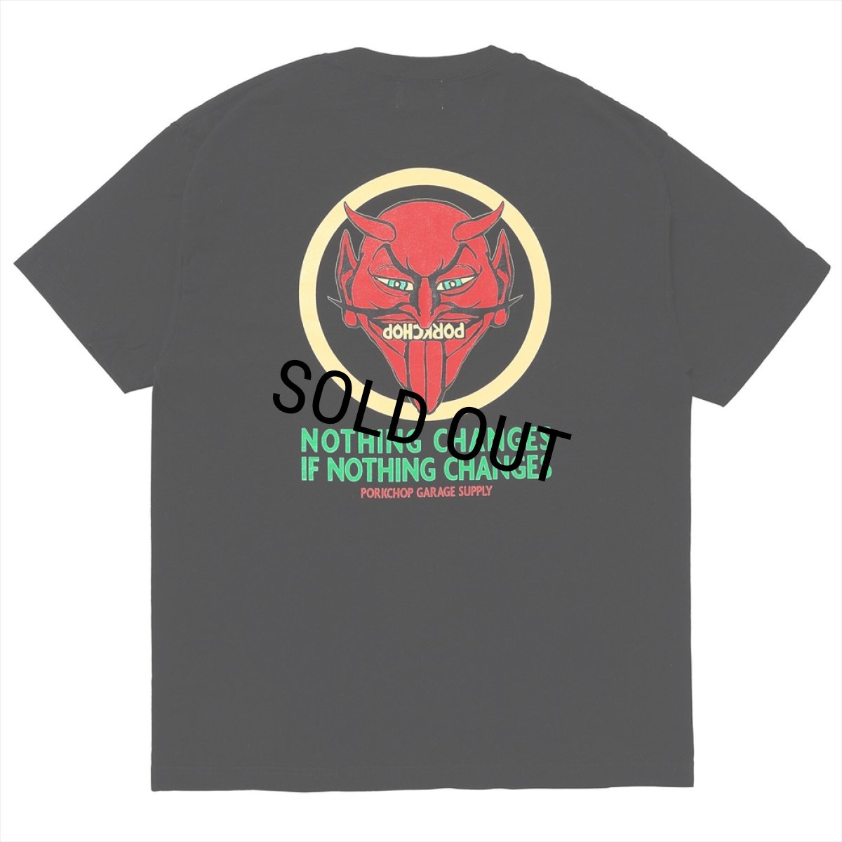 画像1: PORKCHOP/NOTHING DEVIL TEE（BLACK）［プリントT-24春夏］ (1)