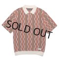 WACKO MARIA/STRIPED JACQUARD SUMMER KNIT POLO SHIRT（BROWN）［ストライプジャガードサマーニットポロシャツ-24春夏］