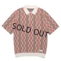 WACKO MARIA/STRIPED JACQUARD SUMMER KNIT POLO SHIRT（BROWN）［ストライプジャガードサマーニットポロシャツ-24春夏］