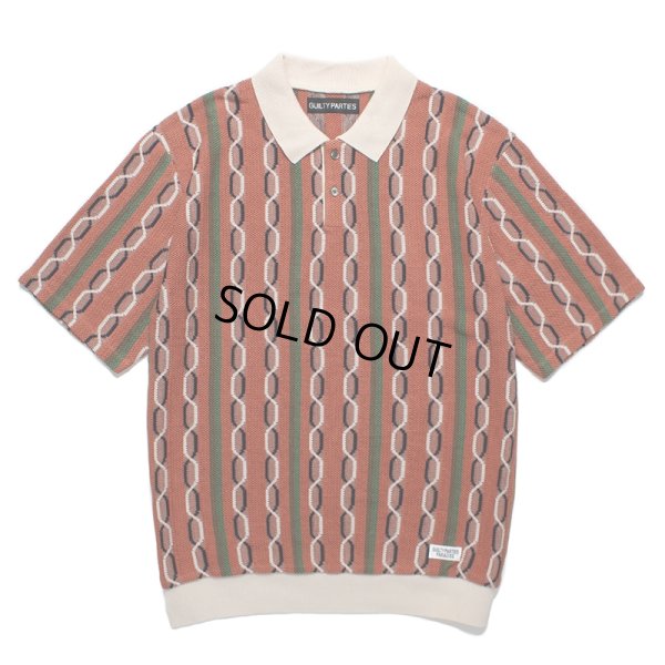 画像1: WACKO MARIA/STRIPED JACQUARD SUMMER KNIT POLO SHIRT（BROWN）［ストライプジャガードサマーニットポロシャツ-24春夏］