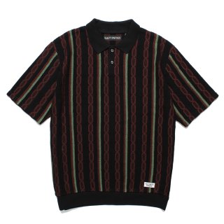 23年モデル　WACKO MARIA 　ストライプ ニット　ポロシャツ　刺繍ロゴ WACKO MARIA/STRIPED JACQUARD SUMMER KNIT POLO SHIRT（BEIGE