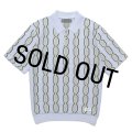 WACKO MARIA/STRIPED JACQUARD SUMMER KNIT POLO SHIRT（BLUE）［ストライプジャガードサマーニットポロシャツ-24春夏］