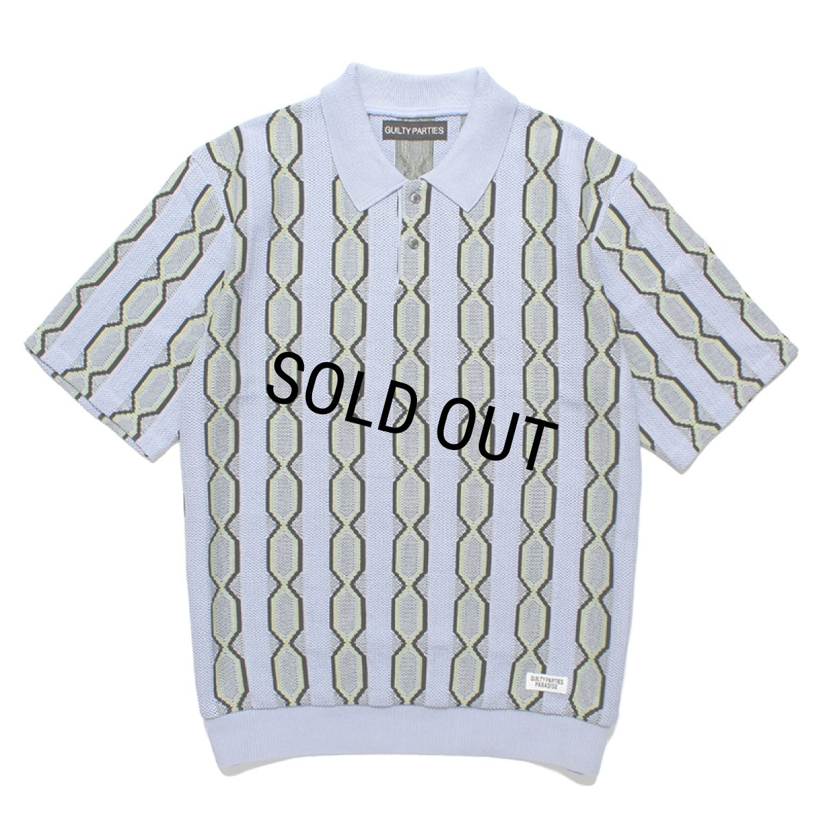 画像1: WACKO MARIA/STRIPED JACQUARD SUMMER KNIT POLO SHIRT（BLUE）［ストライプジャガードサマーニットポロシャツ-24春夏］ (1)