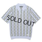 WACKO MARIA/STRIPED JACQUARD SUMMER KNIT POLO SHIRT（BLUE）［ストライプジャガードサマーニットポロシャツ-24春夏］
