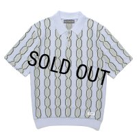 WACKO MARIA/STRIPED JACQUARD SUMMER KNIT POLO SHIRT（BLUE）［ストライプジャガードサマーニットポロシャツ-24春夏］