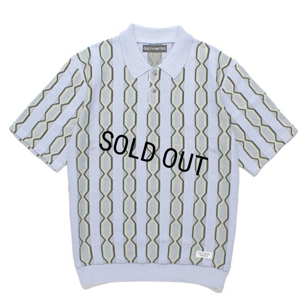 画像1: WACKO MARIA/STRIPED JACQUARD SUMMER KNIT POLO SHIRT（BLUE）［ストライプジャガードサマーニットポロシャツ-24春夏］