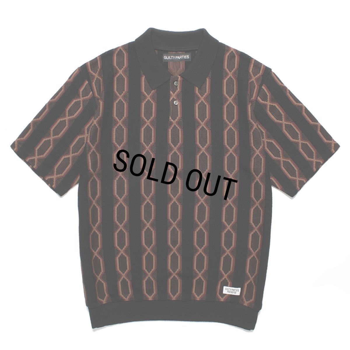 画像1: WACKO MARIA/STRIPED JACQUARD SUMMER KNIT POLO SHIRT（BLACK）［ストライプジャガードサマーニットポロシャツ-24春夏］ (1)