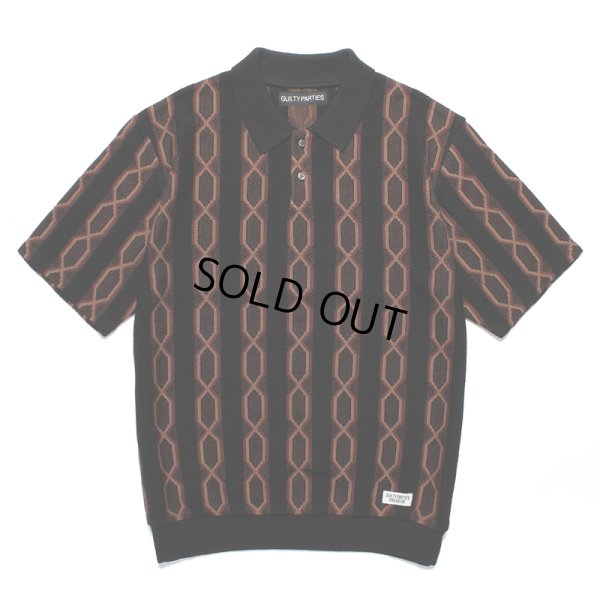 画像1: WACKO MARIA/STRIPED JACQUARD SUMMER KNIT POLO SHIRT（BLACK）［ストライプジャガードサマーニットポロシャツ-24春夏］