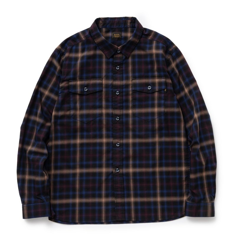 画像1: 【30%OFF】RATS/OMBRE CHECK SHIRT（BLACK CHECK）［オンブレチェックシャツ-24春夏］