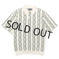 WACKO MARIA/STRIPED JACQUARD SUMMER KNIT POLO SHIRT（BEIGE）［ストライプジャガードサマーニットポロシャツ-24春夏］
