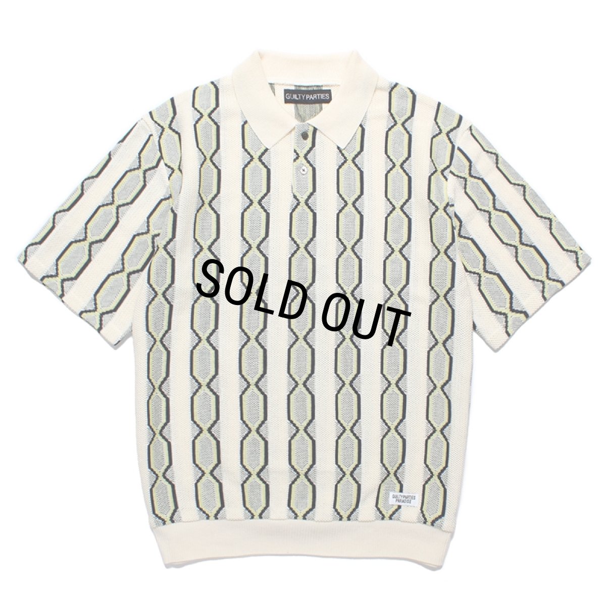 画像1: WACKO MARIA/STRIPED JACQUARD SUMMER KNIT POLO SHIRT（BEIGE）［ストライプジャガードサマーニットポロシャツ-24春夏］ (1)