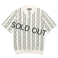 WACKO MARIA/STRIPED JACQUARD SUMMER KNIT POLO SHIRT（BEIGE）［ストライプジャガードサマーニットポロシャツ-24春夏］