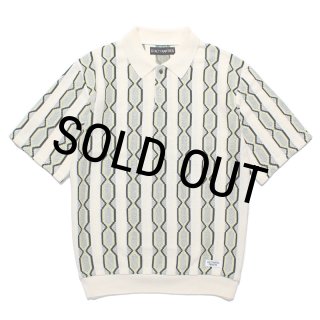 WACKO MARIA/STRIPED JACQUARD SUMMER KNIT POLO SHIRT（BEIGE