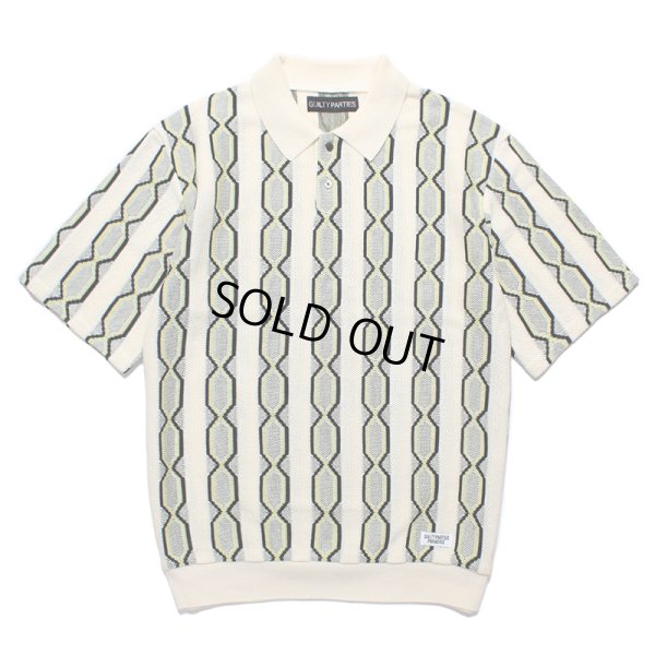 画像1: WACKO MARIA/STRIPED JACQUARD SUMMER KNIT POLO SHIRT（BEIGE）［ストライプジャガードサマーニットポロシャツ-24春夏］
