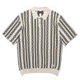 画像1: WACKO MARIA/STRIPED JACQUARD SUMMER KNIT POLO SHIRT（BEIGE）［ストライプジャガードサマーニットポロシャツ-24春夏］ (1)