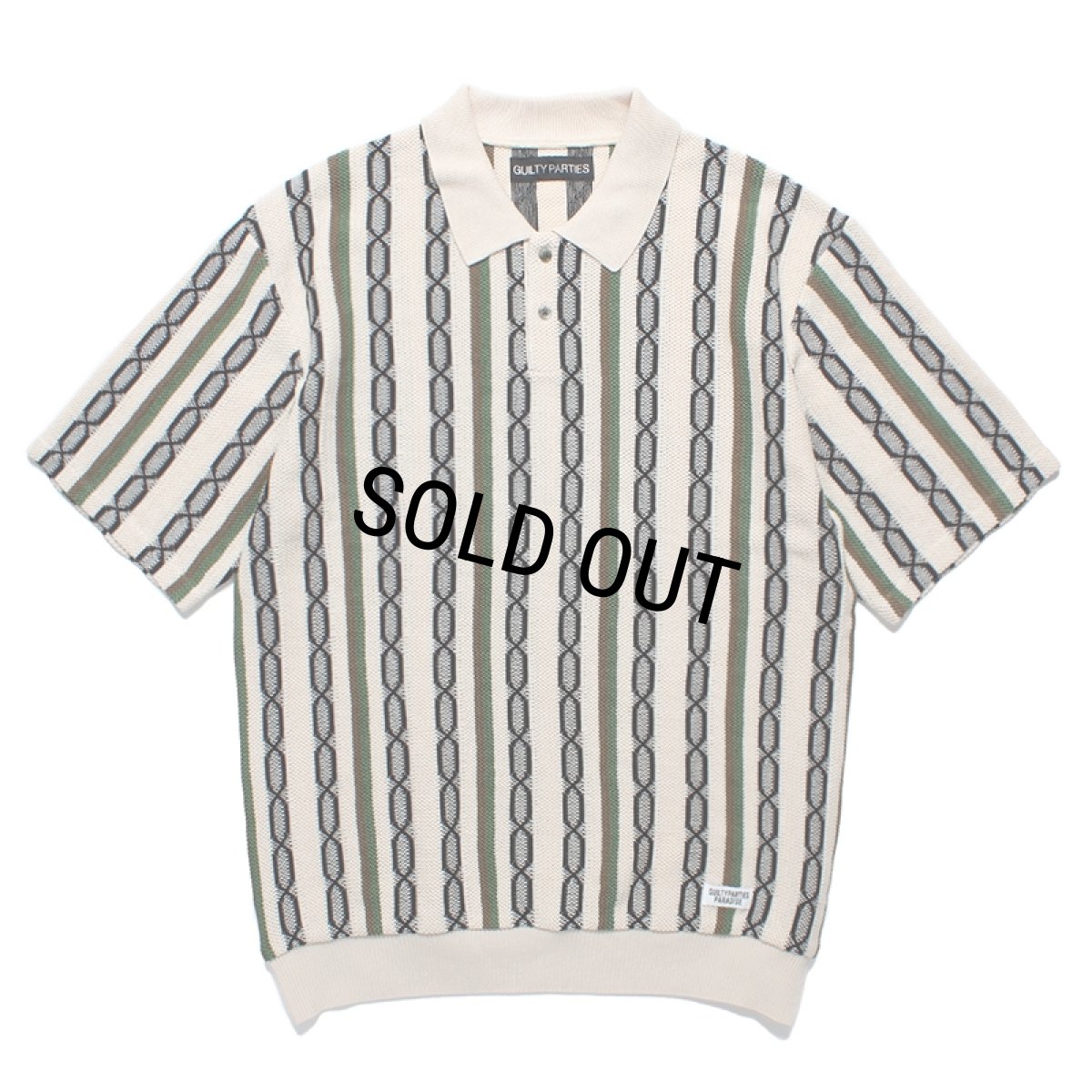 画像1: WACKO MARIA/STRIPED JACQUARD SUMMER KNIT POLO SHIRT（BEIGE）［ストライプジャガードサマーニットポロシャツ-24春夏］ (1)