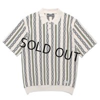 WACKO MARIA/STRIPED JACQUARD SUMMER KNIT POLO SHIRT（BEIGE）［ストライプジャガードサマーニットポロシャツ-24春夏］