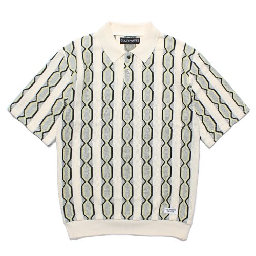 他の写真1: WACKO MARIA/STRIPED JACQUARD SUMMER KNIT POLO SHIRT（BEIGE）［ストライプジャガードサマーニットポロシャツ-24春夏］