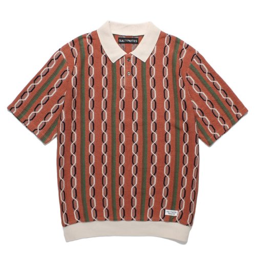 他の写真1: WACKO MARIA/STRIPED JACQUARD SUMMER KNIT POLO SHIRT（BROWN）［ストライプジャガードサマーニットポロシャツ-24春夏］