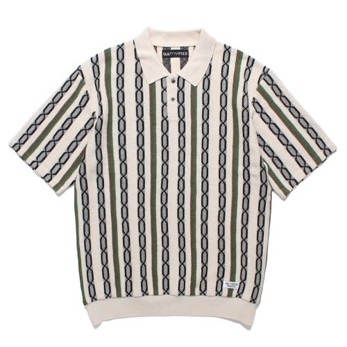 他の写真1: WACKO MARIA/STRIPED JACQUARD SUMMER KNIT POLO SHIRT（BEIGE）［ストライプジャガードサマーニットポロシャツ-24春夏］