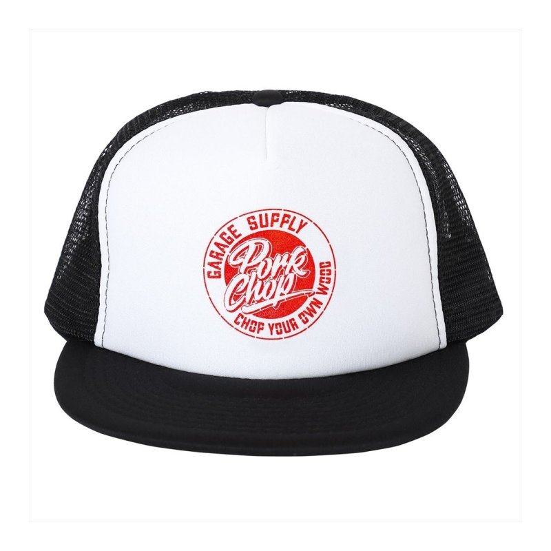 画像1: PORKCHOP/STENCIL CS MESH CAP（WHITE/BLACK）［メッシュキャップ-23秋冬］