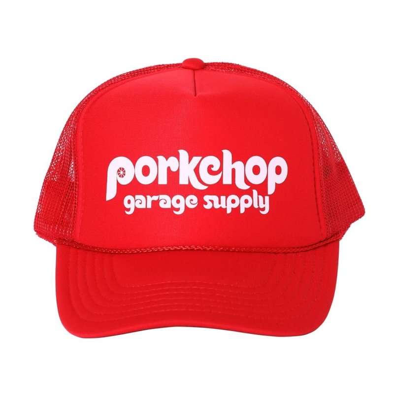 画像1: PORKCHOP/WHEEL LOGO MESH CAP（RED）［メッシュキャップ-23秋冬］