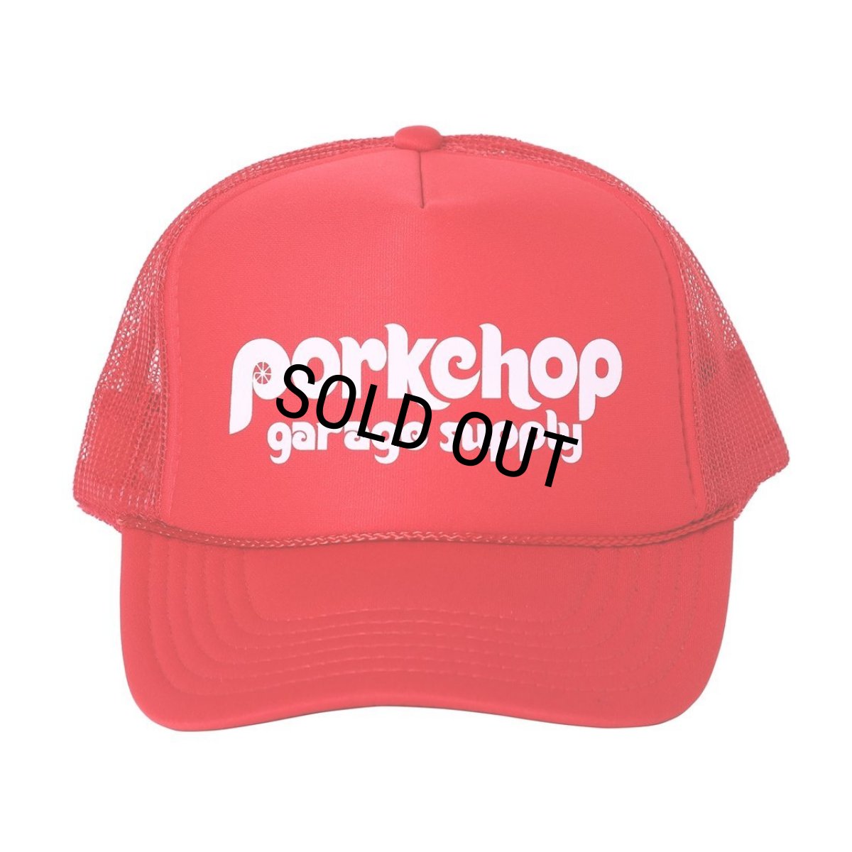 画像1: PORKCHOP/WHEEL LOGO MESH CAP（RED）［メッシュキャップ-23秋冬］ (1)