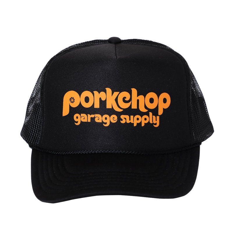 画像1: PORKCHOP/WHEEL LOGO MESH CAP（BLACK）［メッシュキャップ-23秋冬］